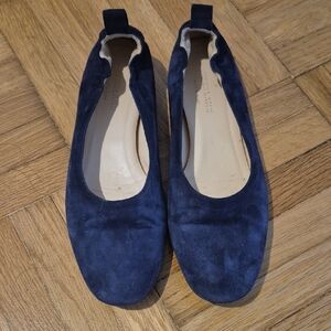 Everlane Deep Blue Suede Flats 8.5 Day Flats Made In Italy